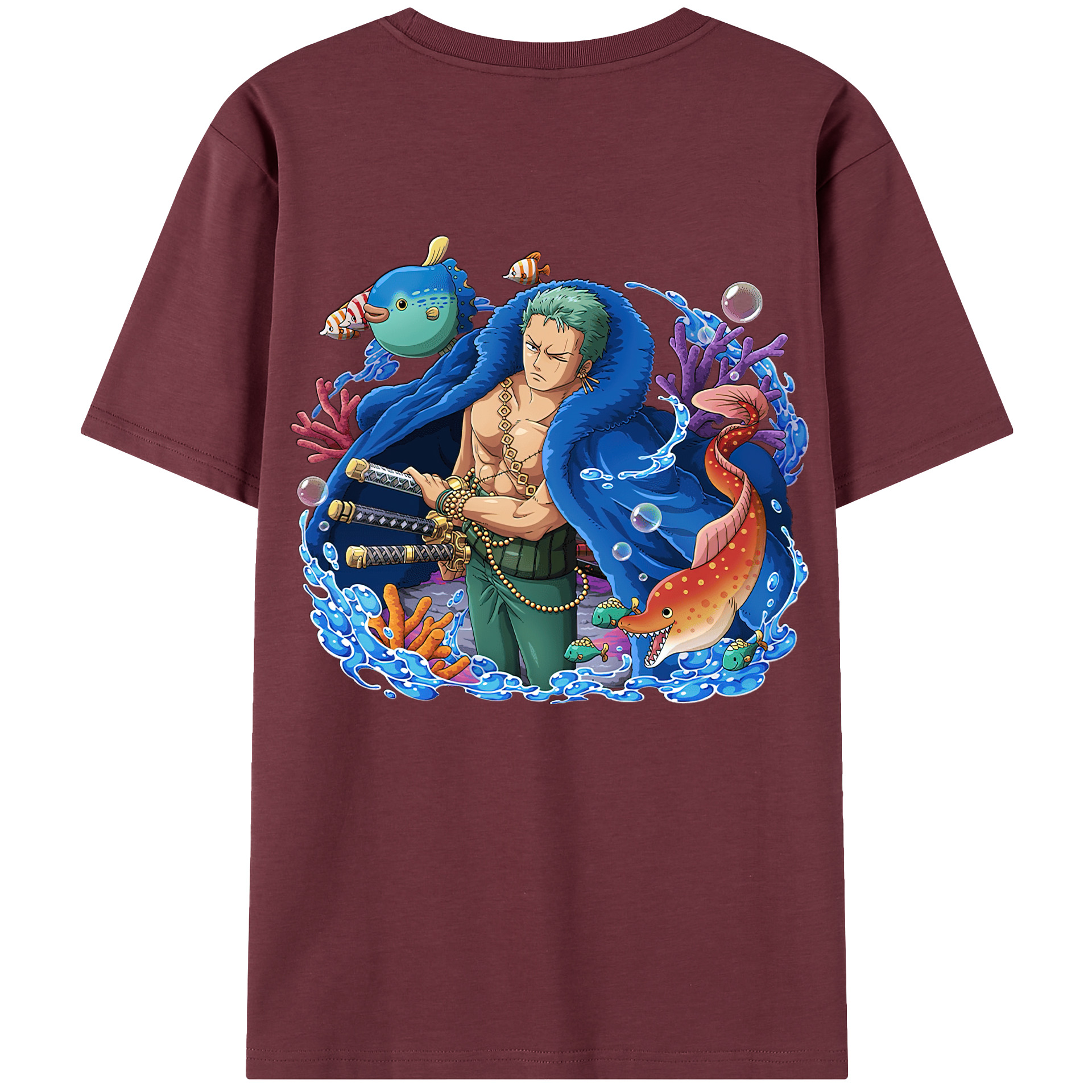 （画像用） ワンピース ロロノア・ゾロ ONE PIECE Roronoa Zoro 綿100％半袖Tシャツ（背面プリント）